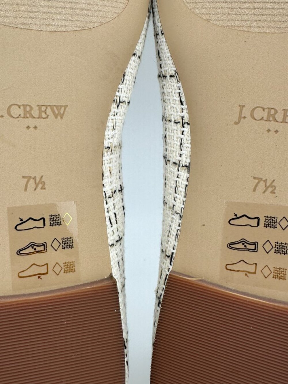 J. CREW TWEED BALLET FLATS NATURAL IVORY CREAM BOW SLIP ON WOMEN'S SHOE SIZE 7,5 - Picture 9 of 12
